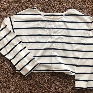 Madewell Women's Supercrop Long-Sleeve Tee in Stripe Large